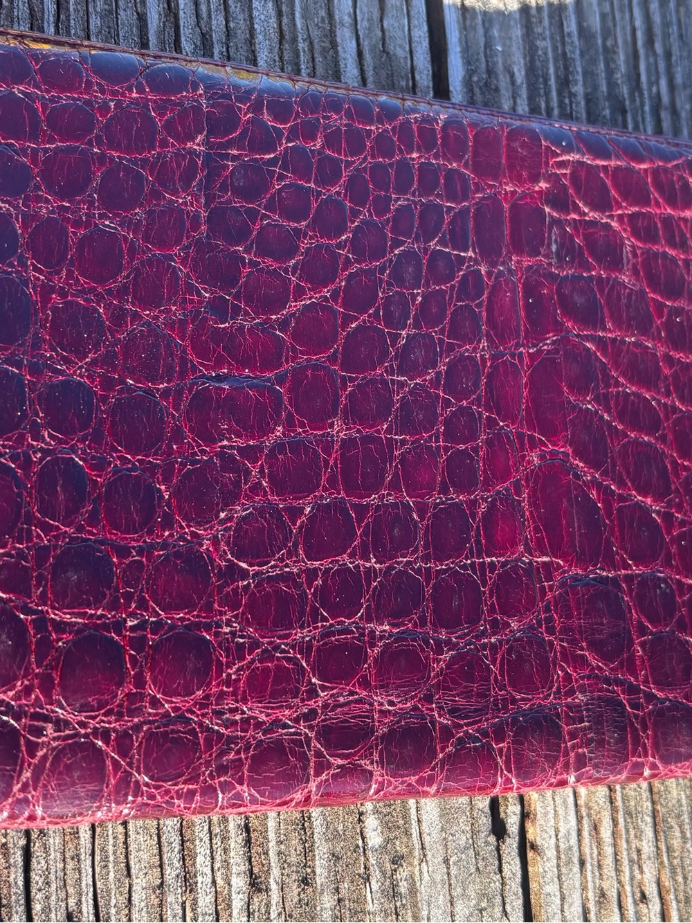 Genuine Crocodile Soft Leather Bifold Wallet in Burgundy. Italy